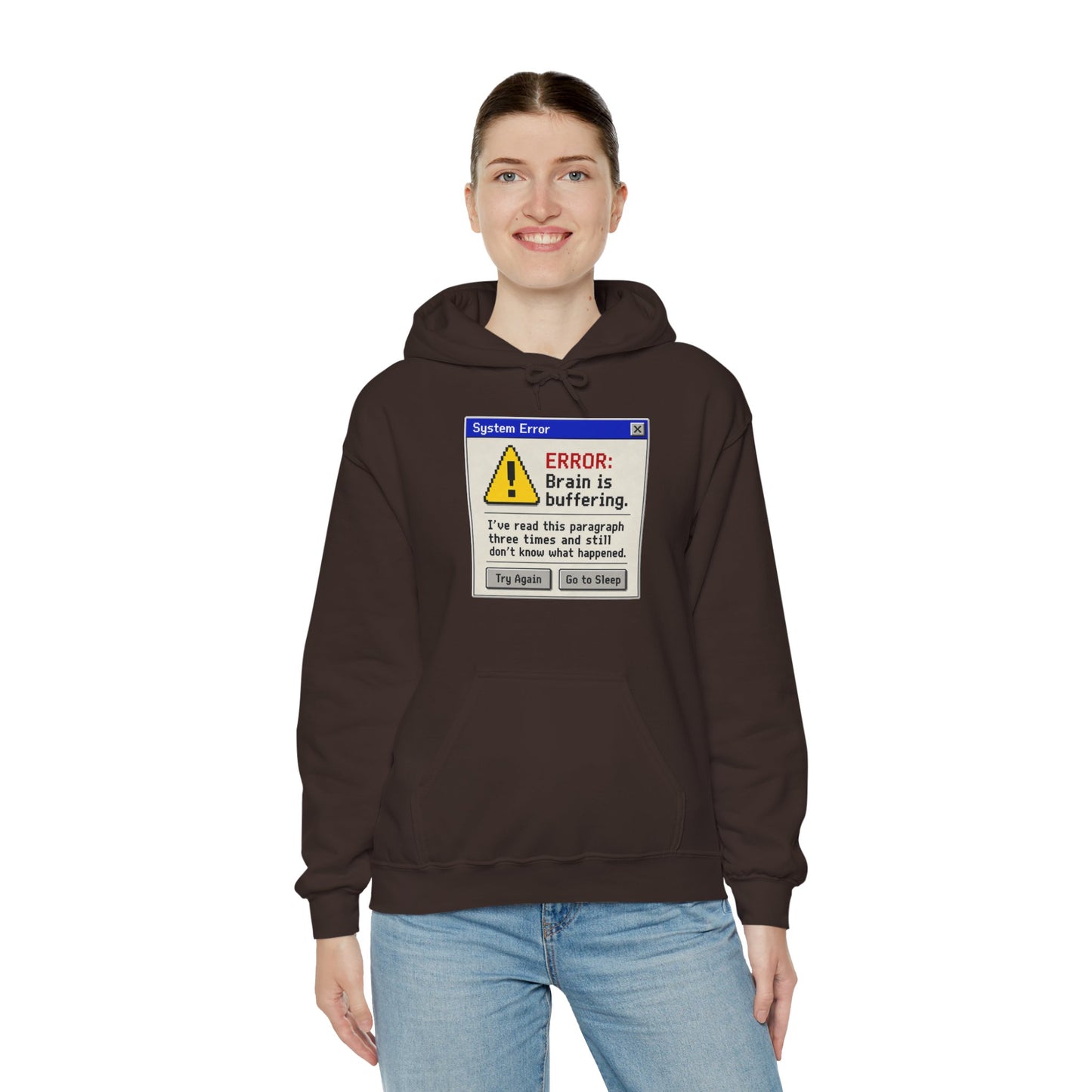 Neurospicy "ERROR: Brain is buffering" Retro Computer Alert Graphic Hoodie