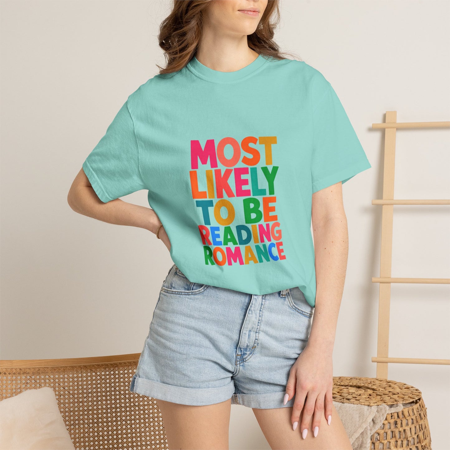 "Most Likely to Be Reading Romance" Colourful Book Lover Tee