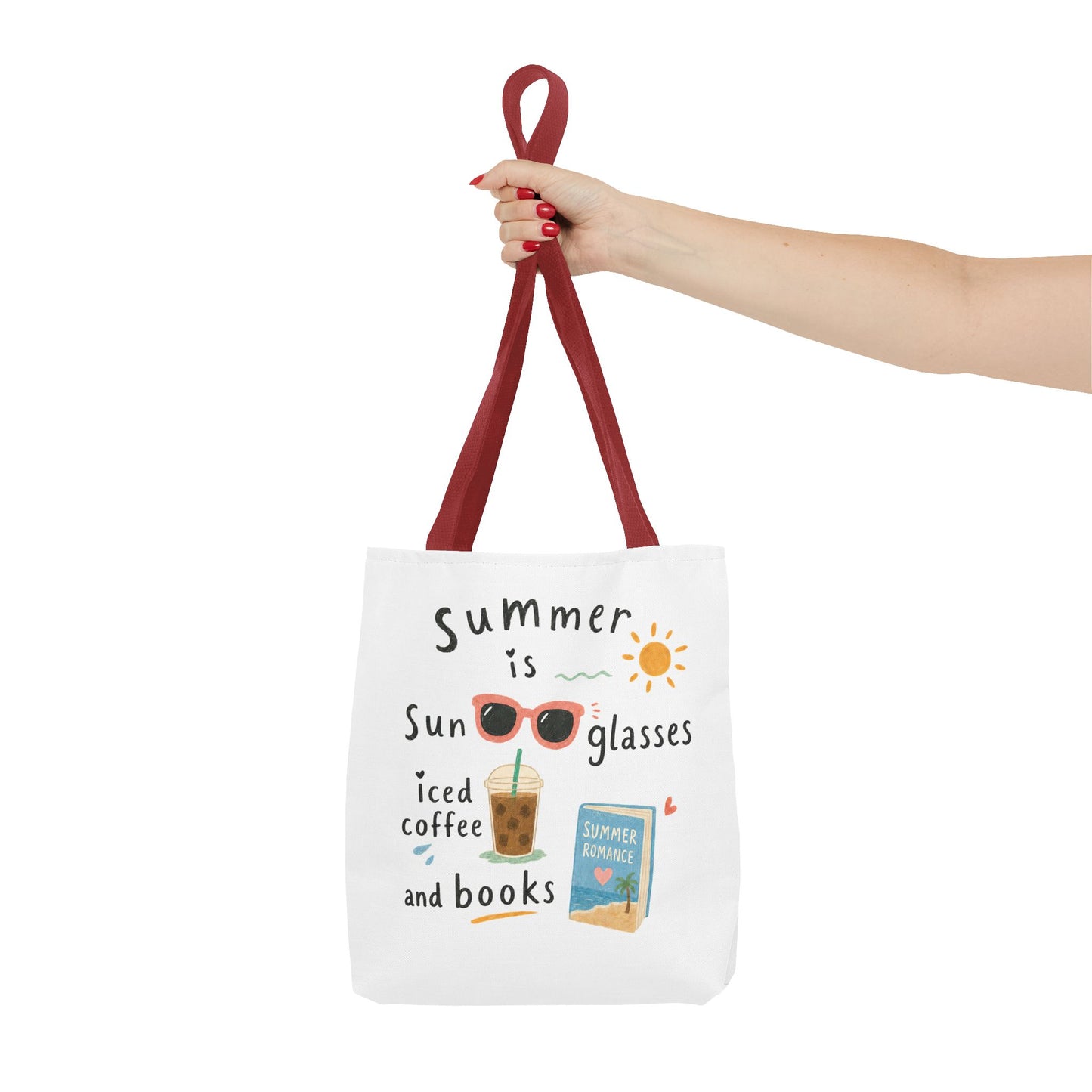 Summer Tote Bag — “Summer is Sunglasses, Iced Coffee and Books” Beach Book Bag