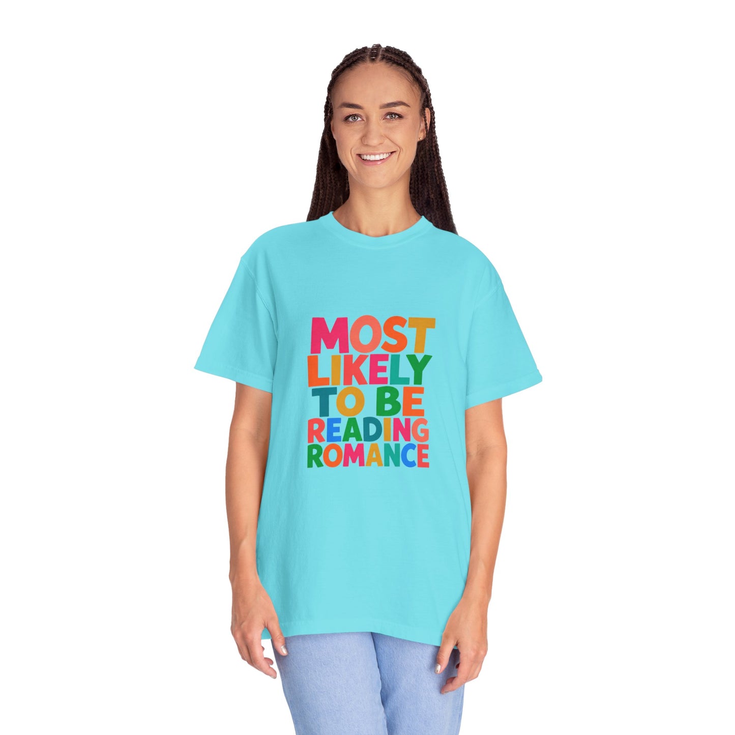 "Most Likely to Be Reading Romance" Colourful Book Lover Tee