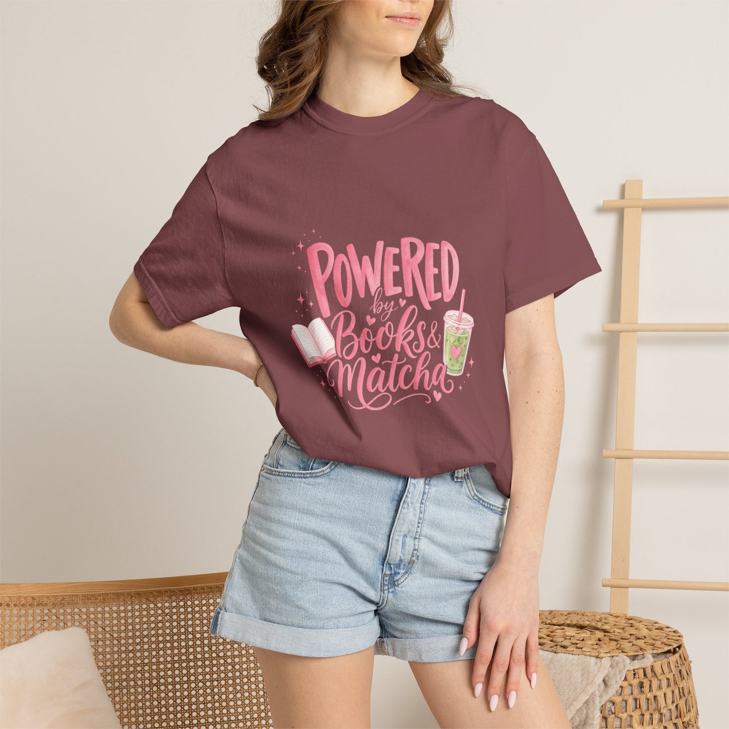 "Powered by Books & Matcha" T-Shirt