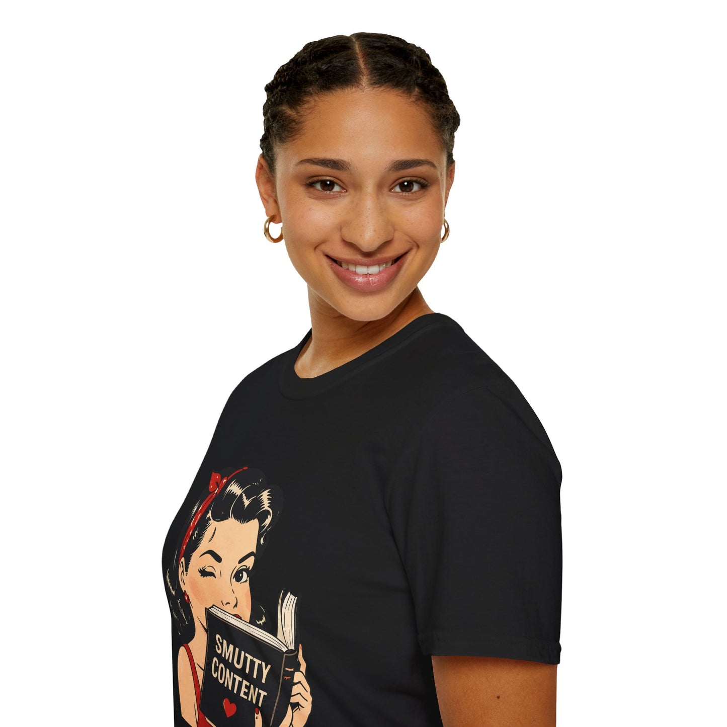 Lightweight Fabric - Vintage Pin-up Reading Tee — "Smutty Content" Graphic T-Shirt