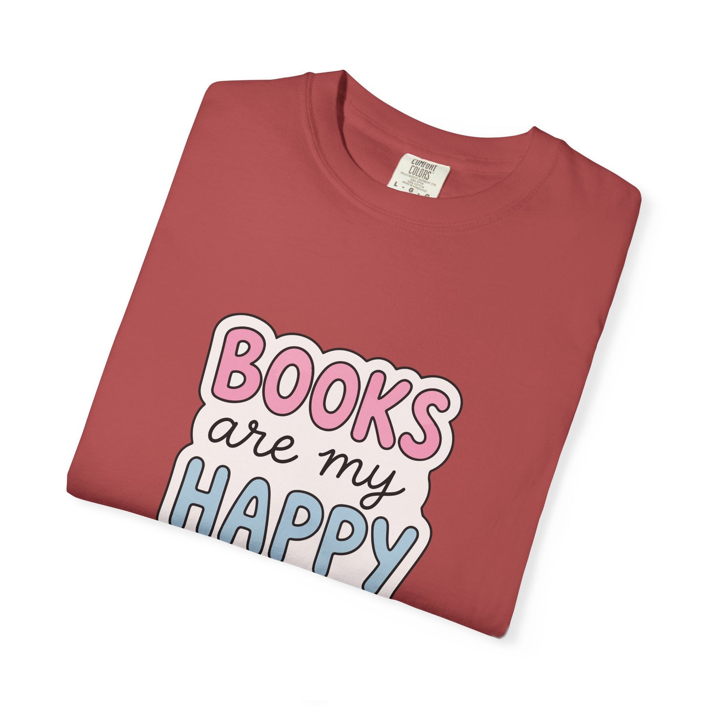 "Books Are My Happy Place" T-Shirt — Cute Pastel Reader Tee