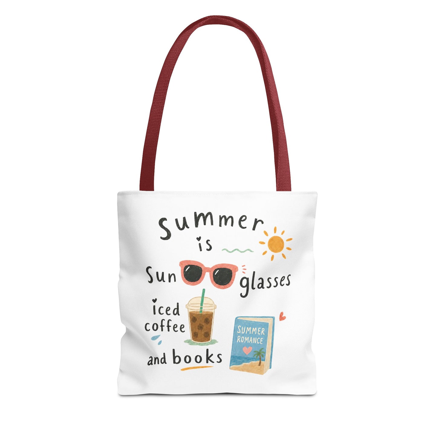Summer Tote Bag — “Summer is Sunglasses, Iced Coffee and Books” Beach Book Bag
