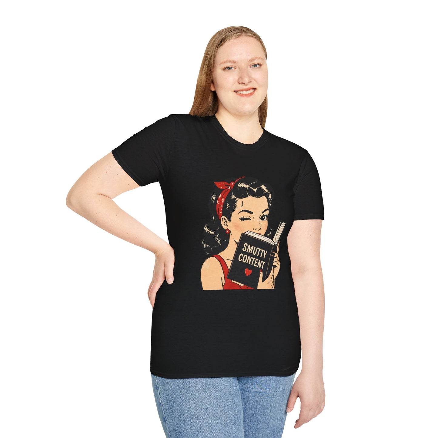 Lightweight Fabric - Vintage Pin-up Reading Tee — "Smutty Content" Graphic T-Shirt