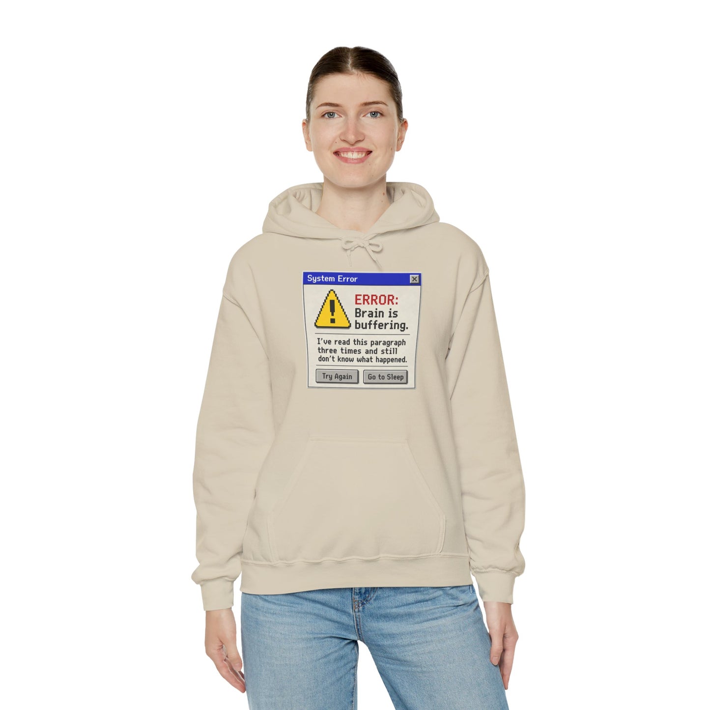 Neurospicy "ERROR: Brain is buffering" Retro Computer Alert Graphic Hoodie