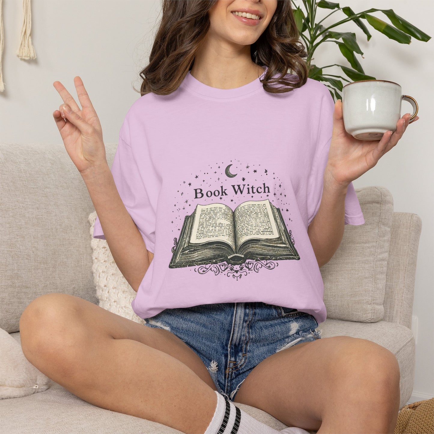 "Book Witch" T-Shirt — Vintage Open Spellbook Design for Readers & Witches