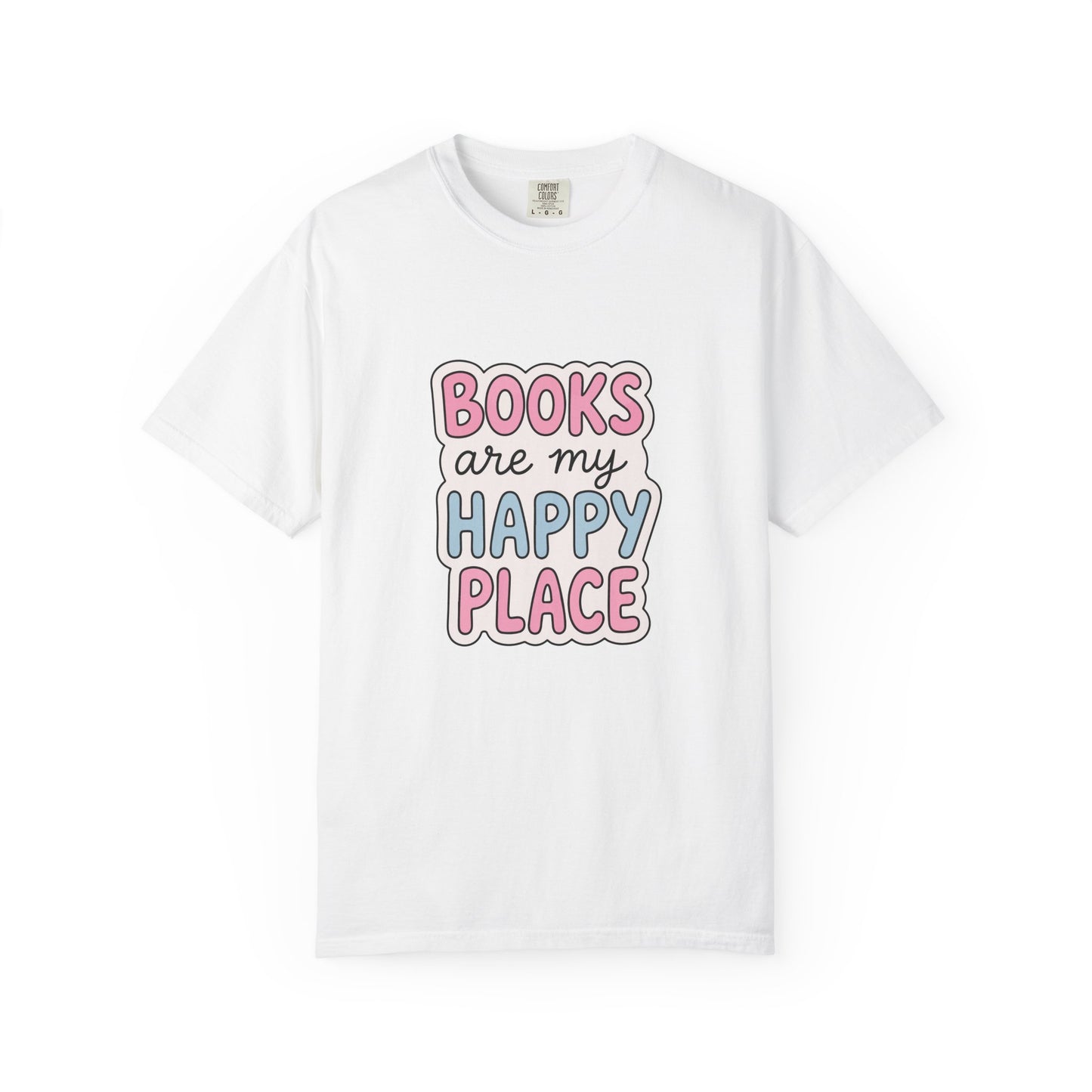 "Books Are My Happy Place" T-Shirt — Cute Pastel Reader Tee