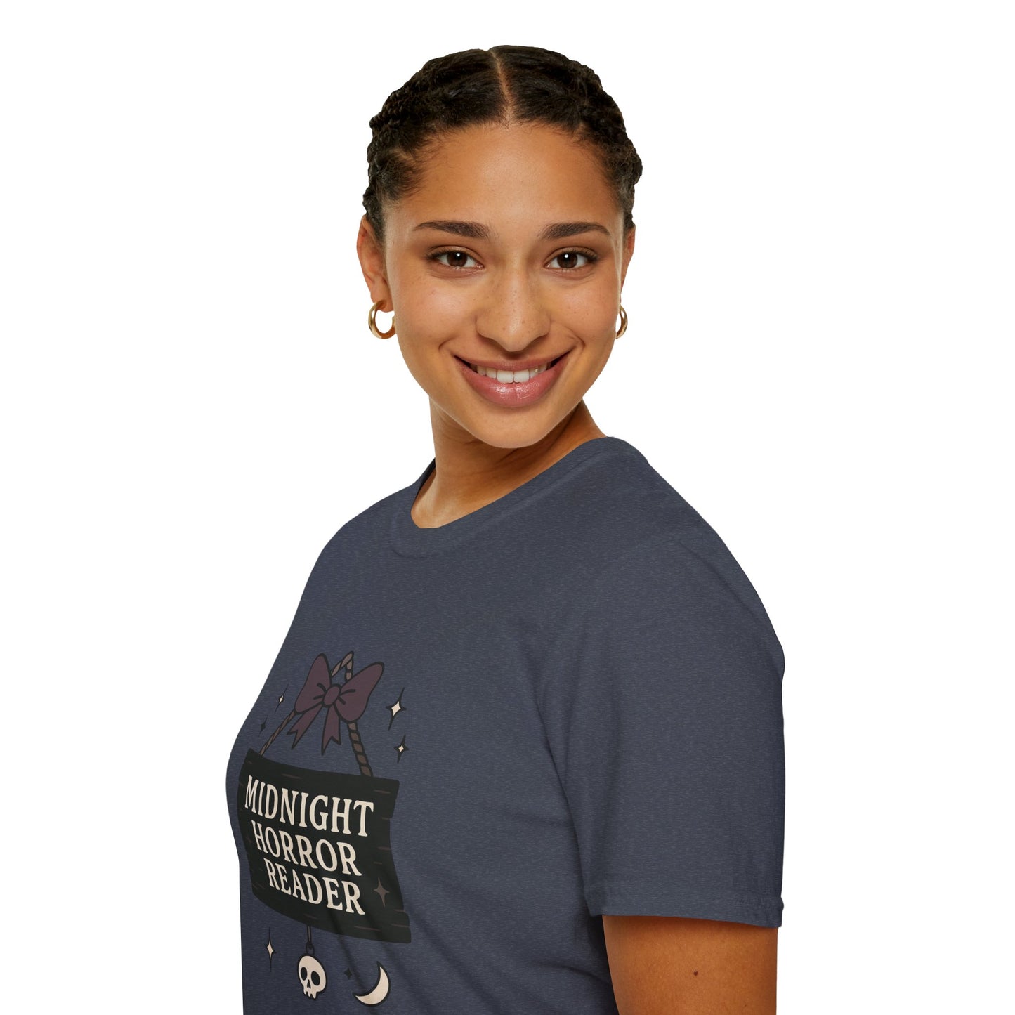 Lightweight Fabric - "Midnight Horror Reader" T-Shirt — Spooky Book Lover Graphic Tee