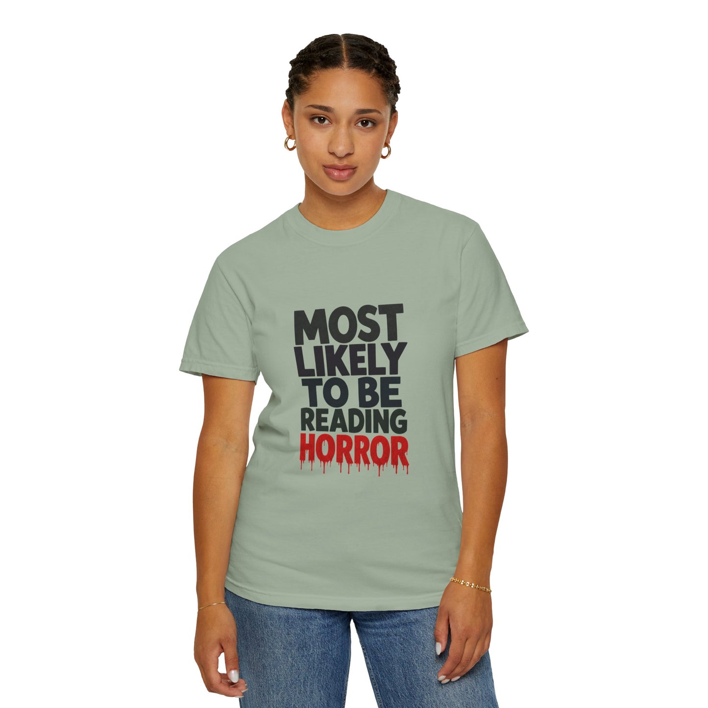 Horror Reader T-Shirt — "Most Likely to Be Reading Horror" Graphic Tee