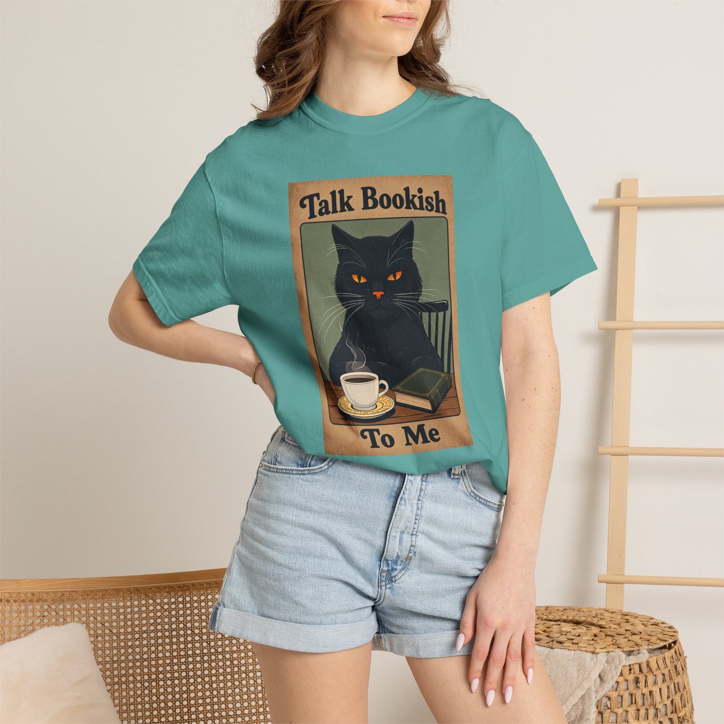 "Talk Bookish To Me" Cat T-Shirt