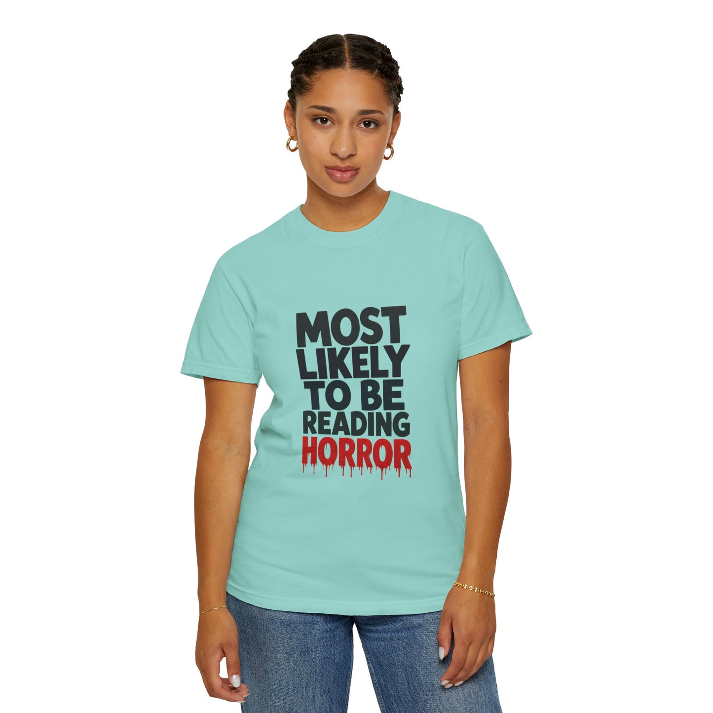 Horror Reader T-Shirt — "Most Likely to Be Reading Horror" Graphic Tee