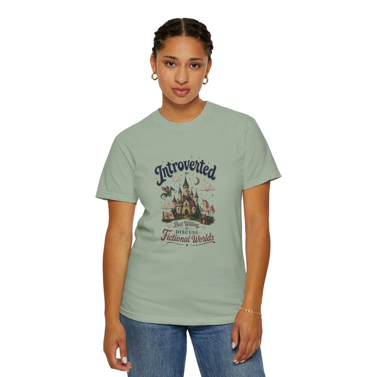 "Introverted But Willingly Discuss Fictional Worlds" Fantasy Lovers T-Shirt