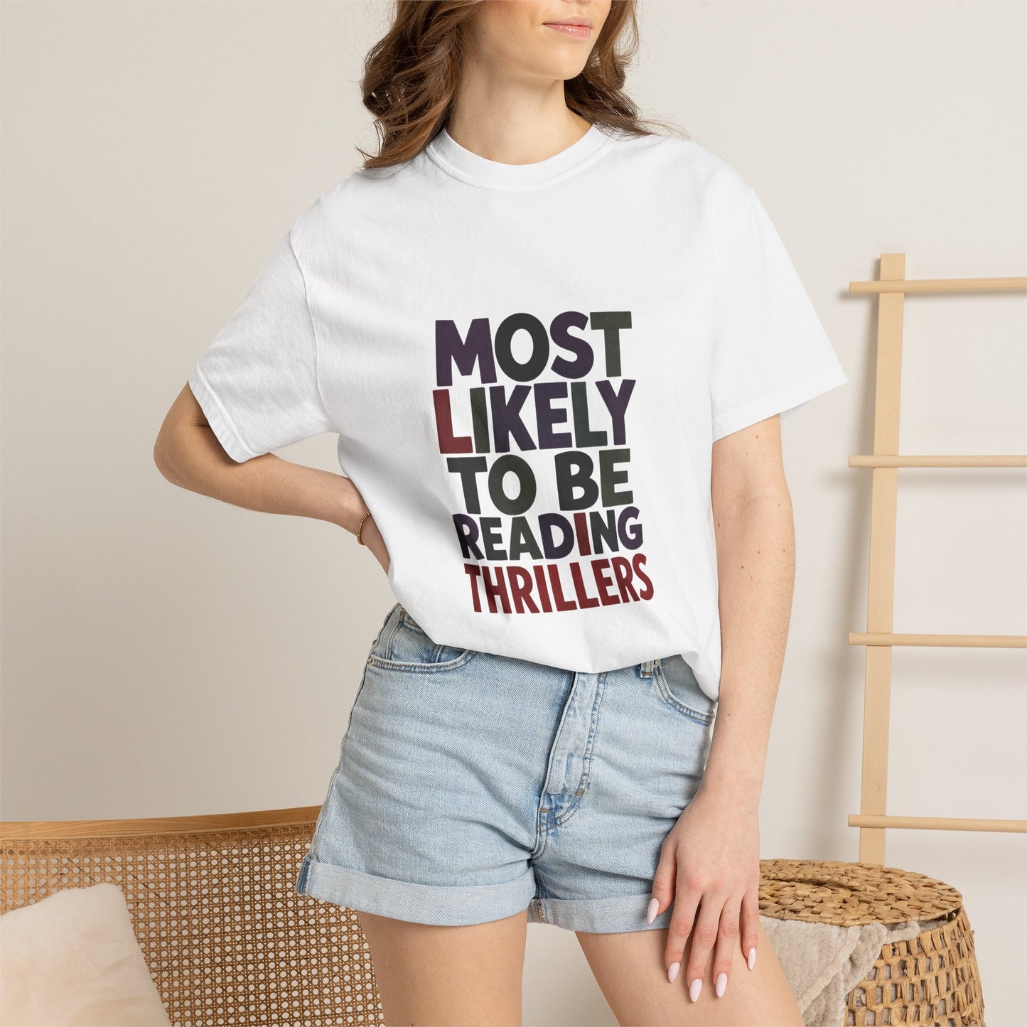 “Most Likely to Be Reading Thrillers” Graphic T-shirt