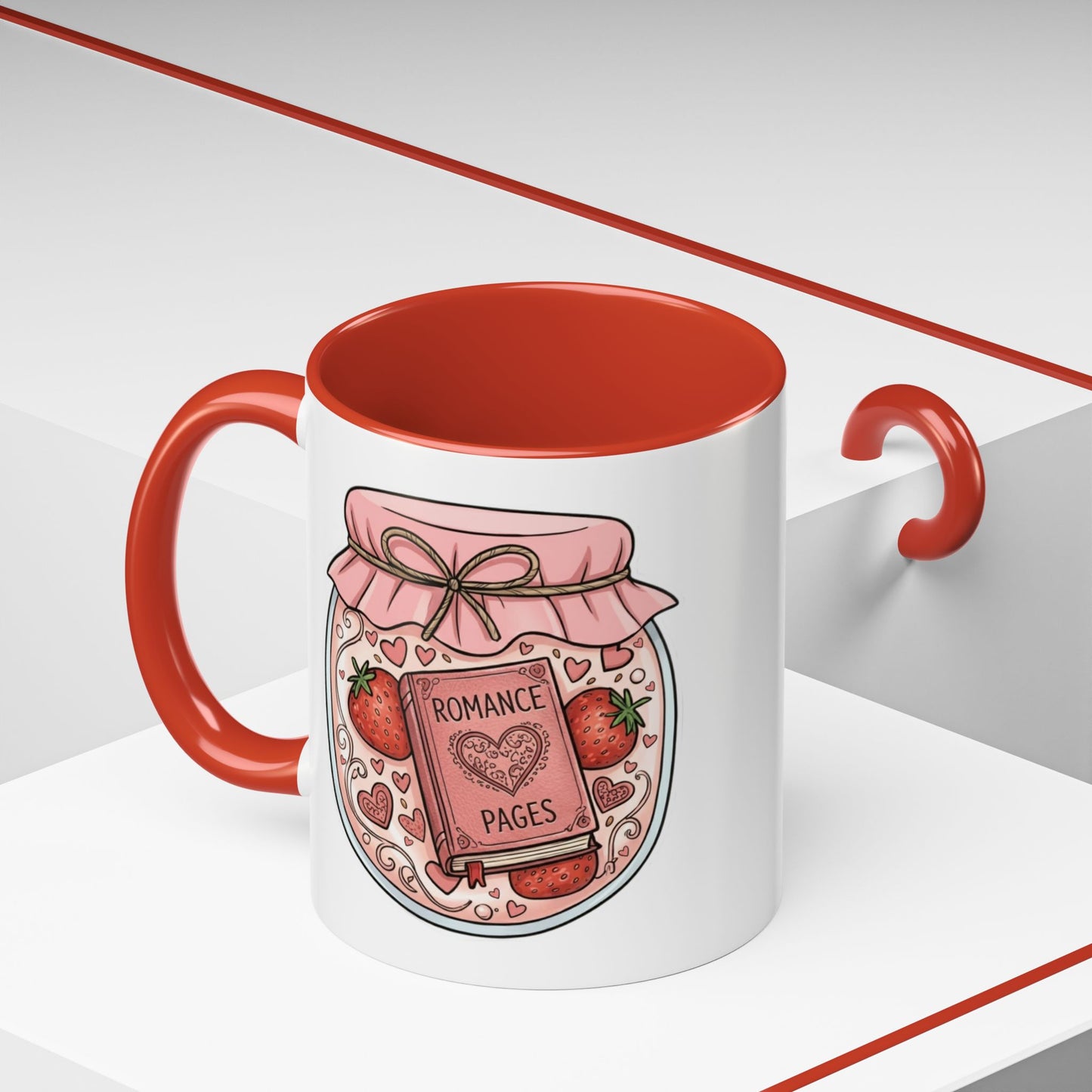"Romance Pages" Jam Jar Coffee Mug — Cute Strawberry Jam Romance Readers Mug (11/15oz)