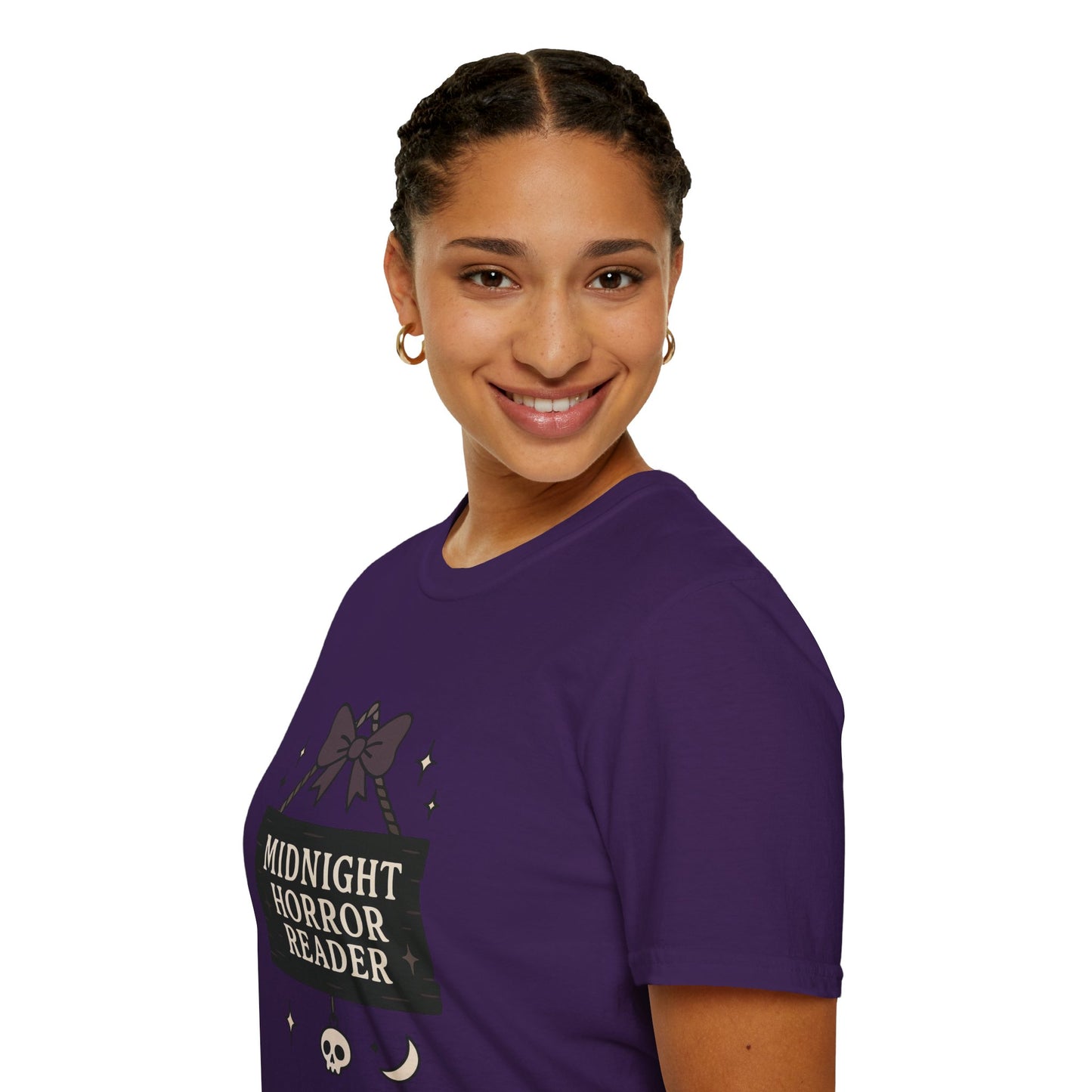 Lightweight Fabric - "Midnight Horror Reader" T-Shirt — Spooky Book Lover Graphic Tee