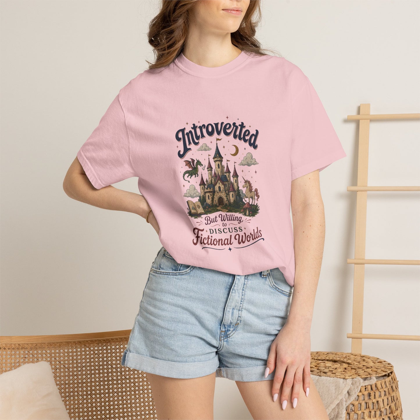 "Introverted But Willingly Discuss Fictional Worlds" Fantasy Lovers T-Shirt