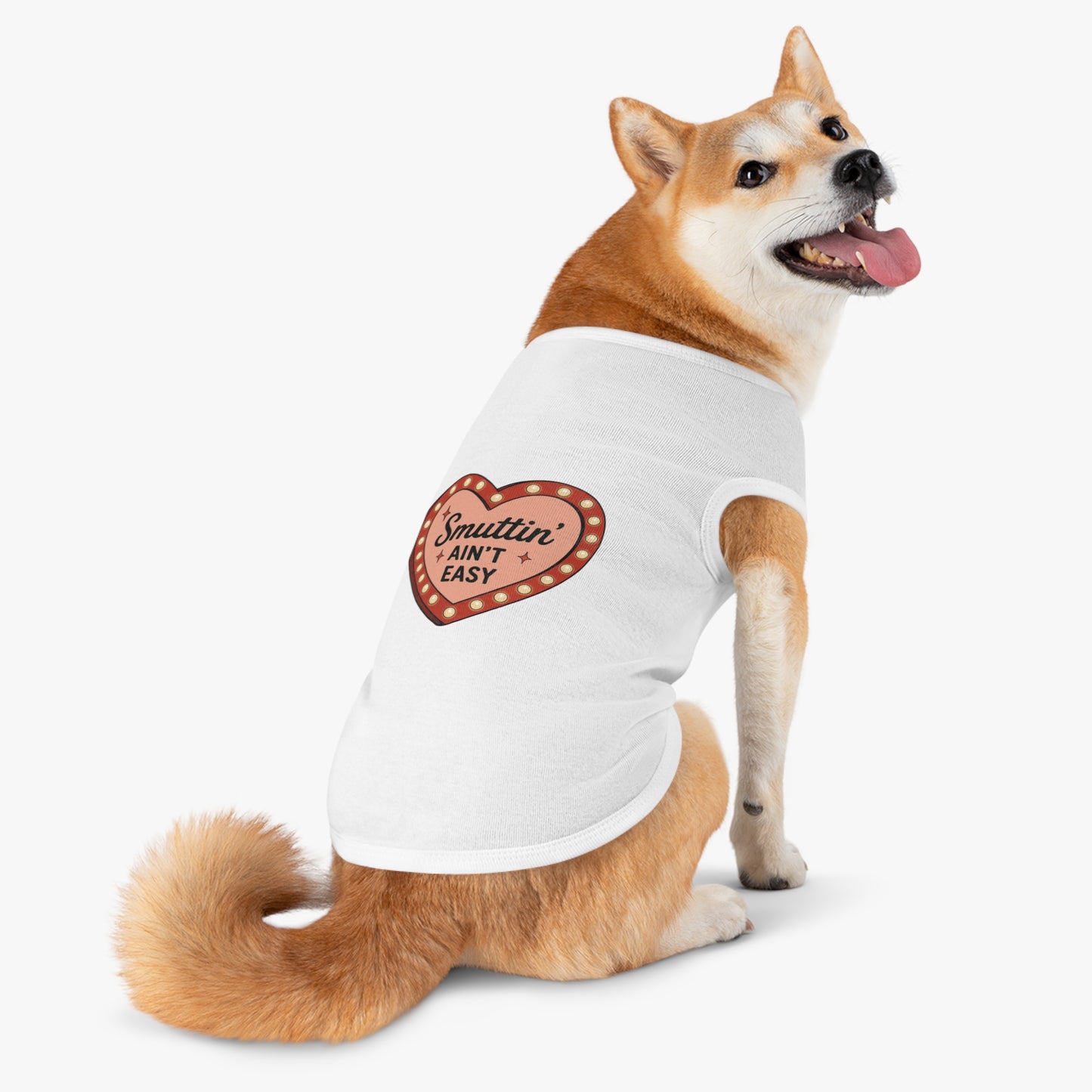 Pet Tank Top — “Smuttin' Ain’t Easy” Smut Readers Heart Marquee Dog Shirt
