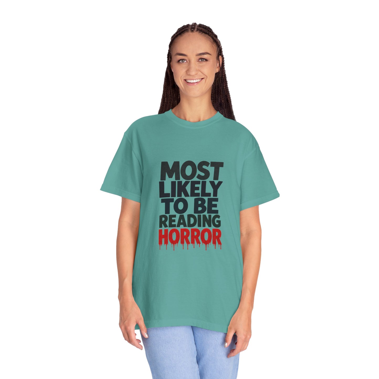 Horror Reader T-Shirt — "Most Likely to Be Reading Horror" Graphic Tee