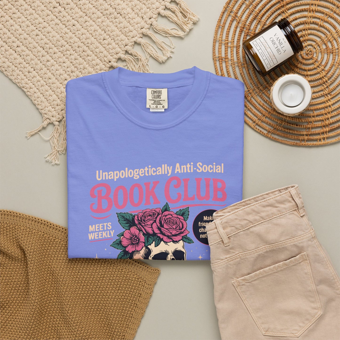"Unapologetically Anti-Social Book Club" T-Shirt — Skull & Books Graphic Tee for Avid Readers