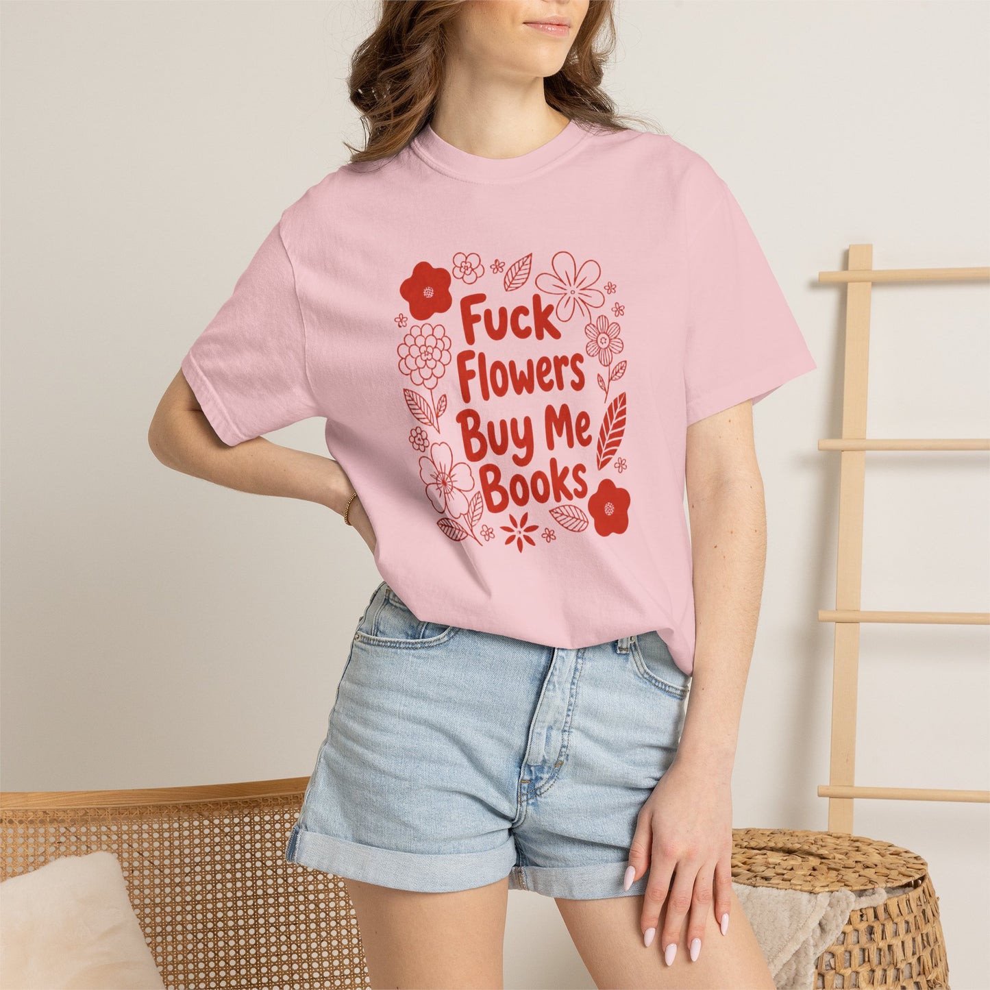 “Fuck Flowers Buy Me Books” Floral Graphic Tee