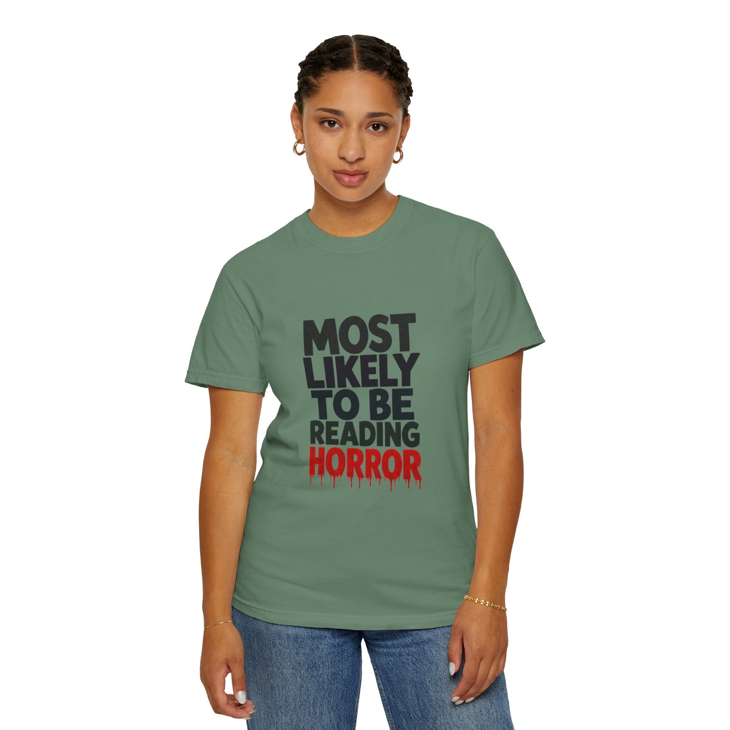 Horror Reader T-Shirt — "Most Likely to Be Reading Horror" Graphic Tee