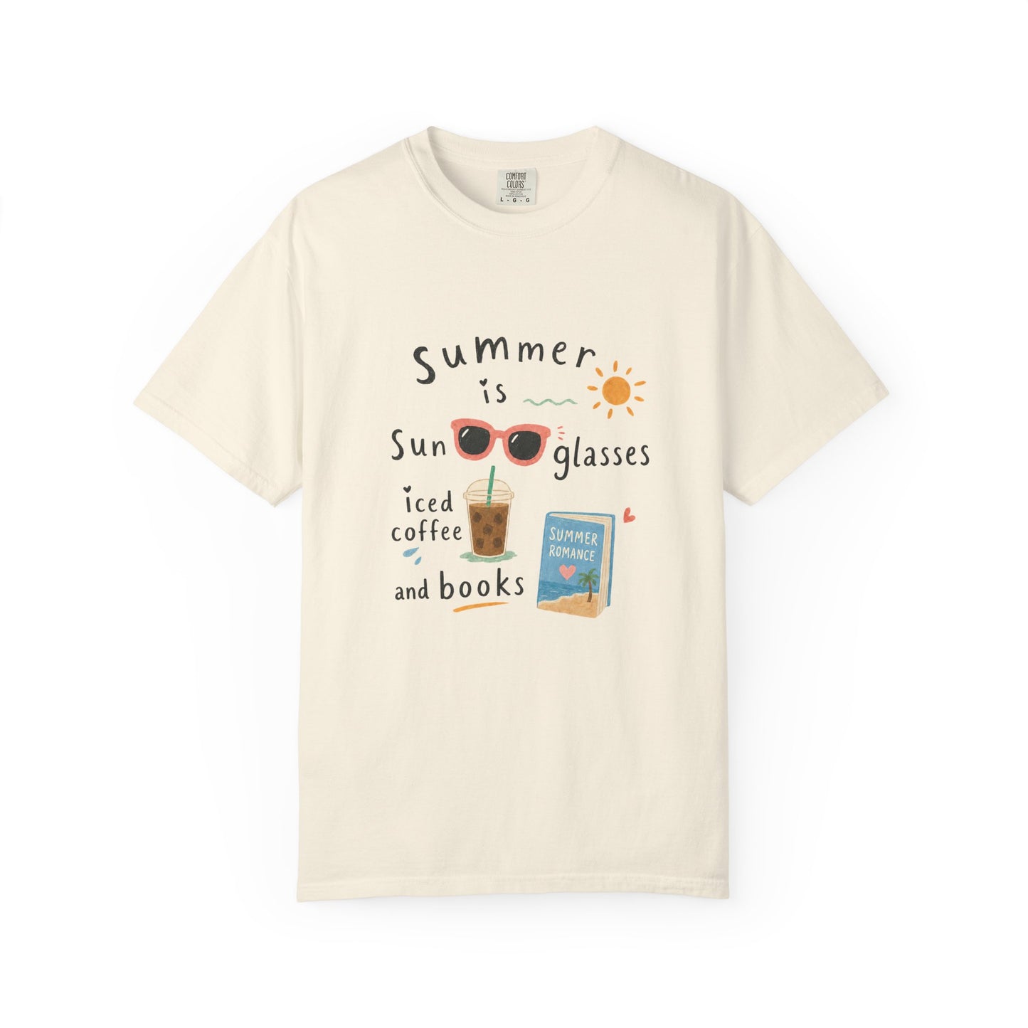 "Summer Is Sunglasses, Iced Coffee & Books" T-Shirt
