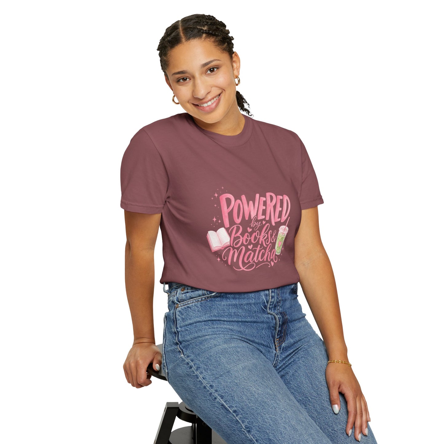 "Powered by Books & Matcha" T-Shirt
