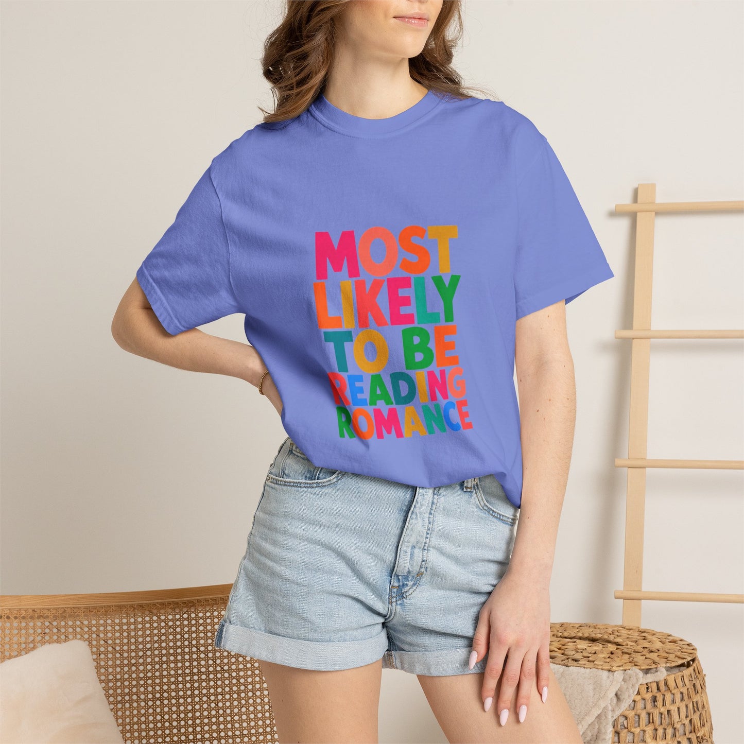 "Most Likely to Be Reading Romance" Colourful Book Lover Tee