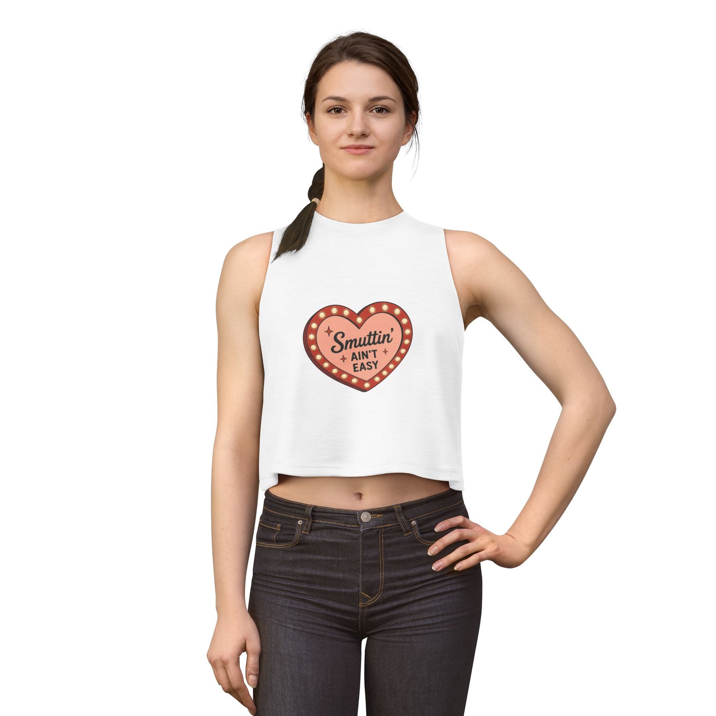 Smut Readers Crop Top — "Smuttin Ain't Easy" Retro Heart Graphic