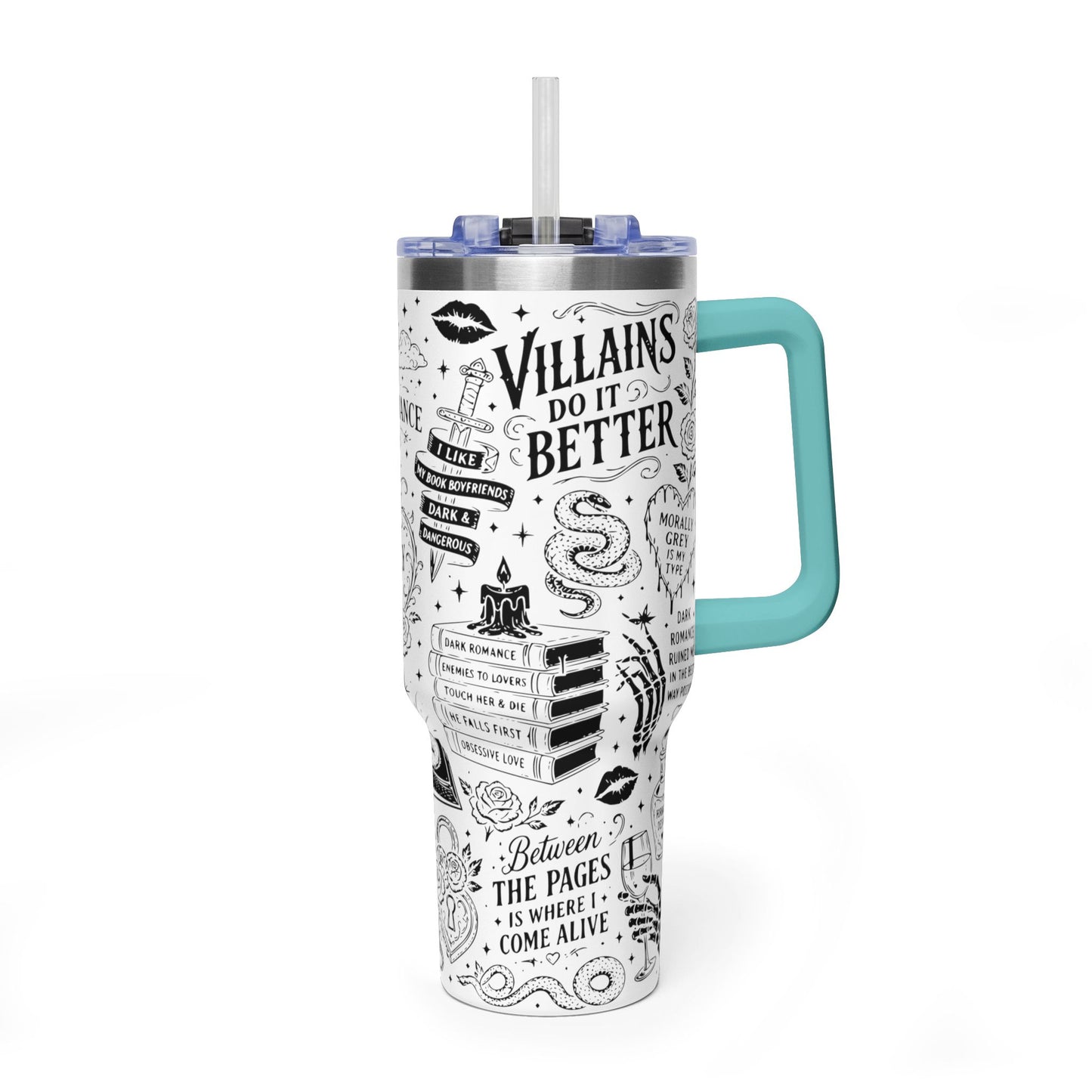 40oz Tumbler — "In My Dark Romance Era (Probably Smut)" Graphic Vacuum Travel Mug