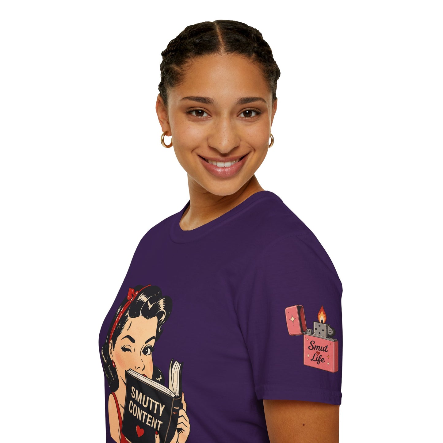 Lightweight Fabric - Vintage Pin-up Reading Tee — "Smutty Content" Graphic T-Shirt