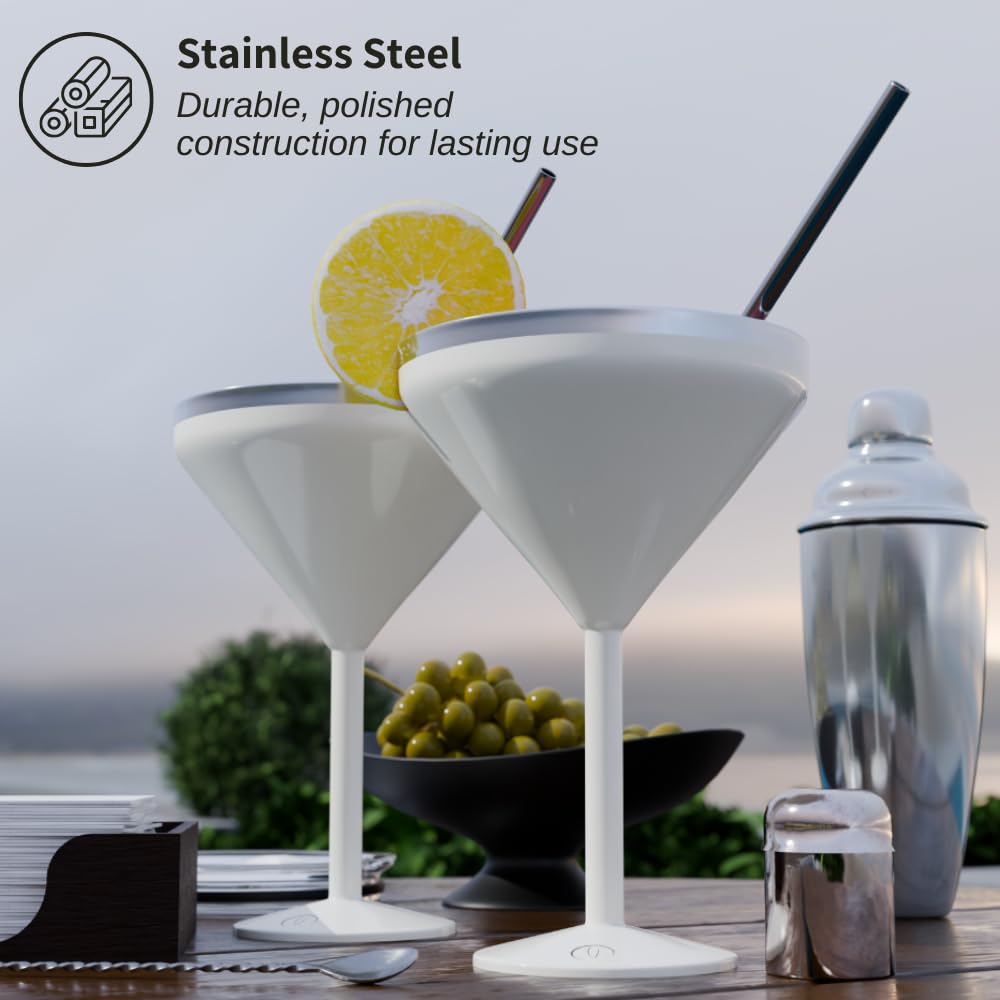 Set of Two 8 oz Insulated Martini Glasses in Five Shades