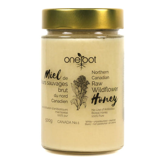 ONEROOT Raw Honey Unpasteurized | Boreal Forest Raw Wildflower Honey | Creamed, 100% Farmed & Packed in Canada | Single Source Pure, Unpasteurized & Unfiltered (1kg)