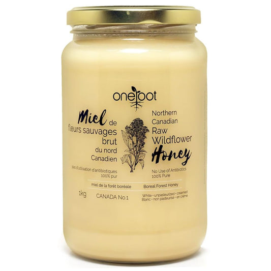 ONEROOT – Raw Wildflower Honey – Creamed Canadian Honey – 1kg - Canadian Distribution - Ships Free Within Canada on Orders Above CAD $199-0
