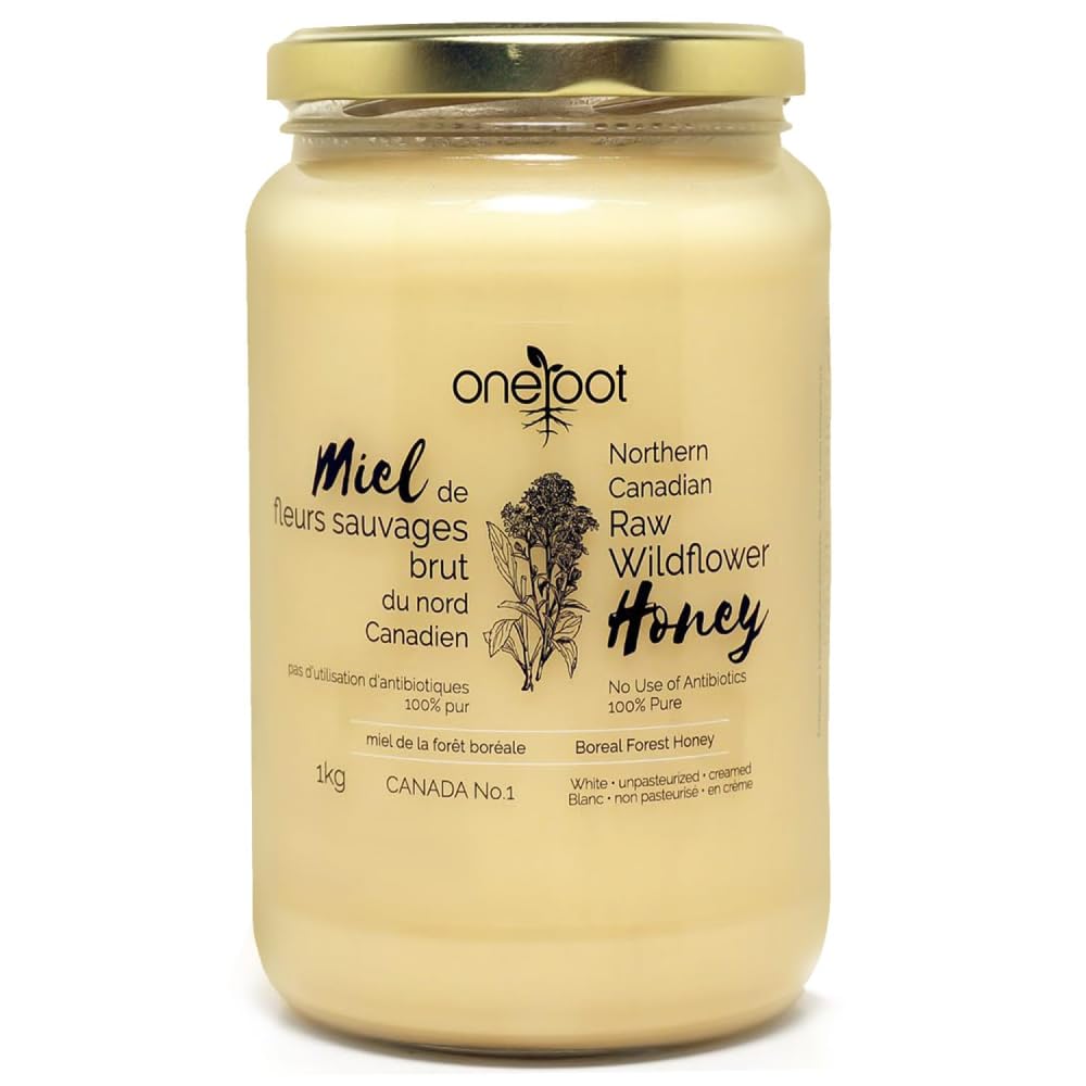 Creamed Raw Canadian Boreal Forest Wildflower Honey - 3 Sizes - by Oneroot