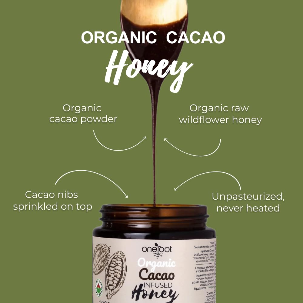 Miel infusé aux fleurs sauvages canadiennes - saveurs cacao, cannelle et ginseng