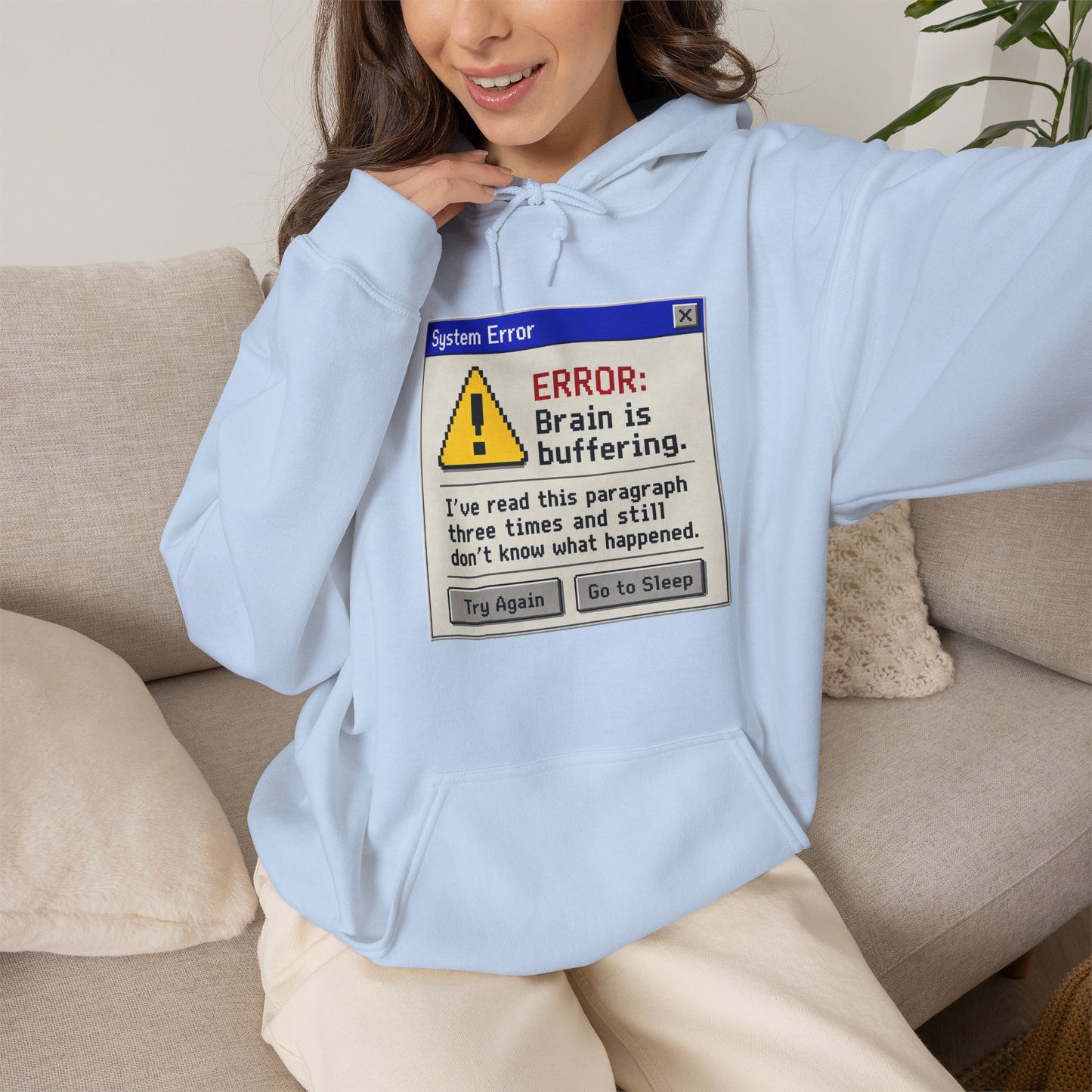 Neurospicy "ERROR: Brain is buffering" Retro Computer Alert Graphic Hoodie