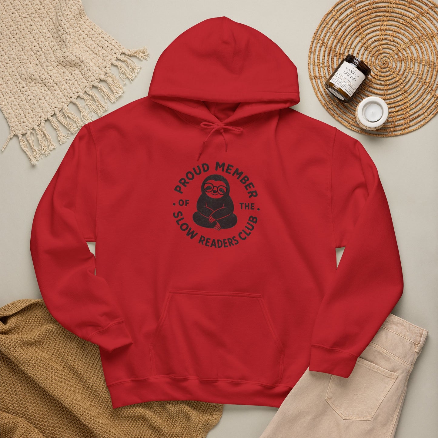 "Proud Member of the Slow Readers Club" Sloth Reading Hoodie