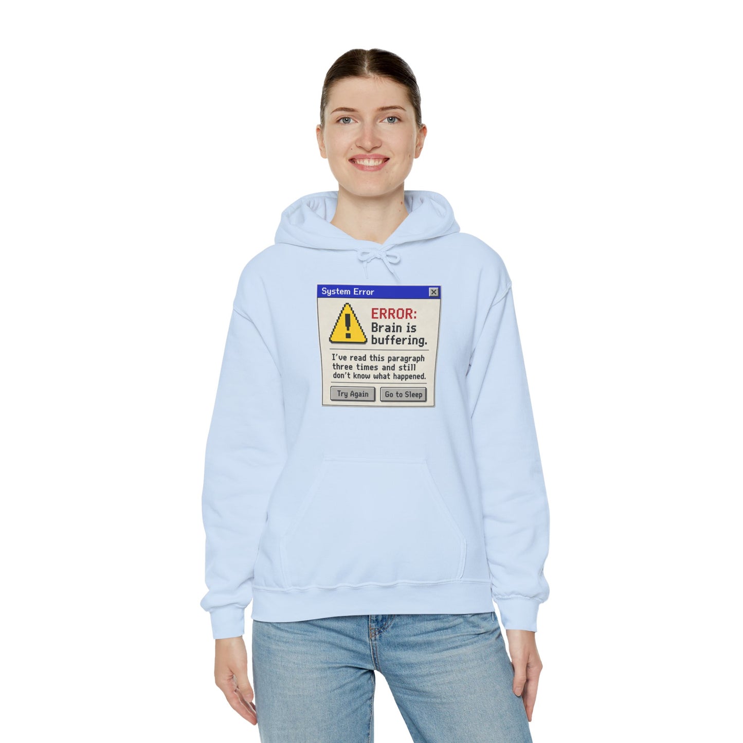 Neurospicy "ERROR: Brain is buffering" Retro Computer Alert Graphic Hoodie
