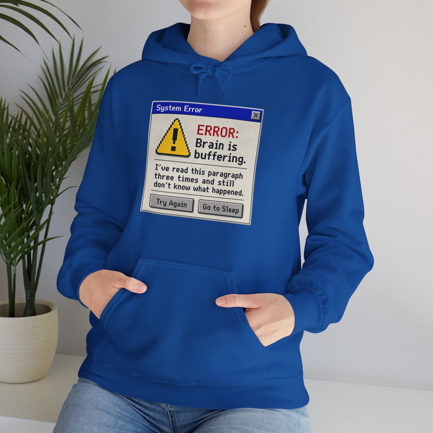 Neurospicy "ERROR: Brain is buffering" Retro Computer Alert Graphic Hoodie