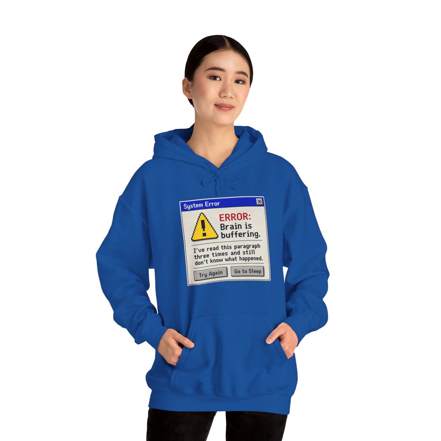Neurospicy "ERROR: Brain is buffering" Retro Computer Alert Graphic Hoodie