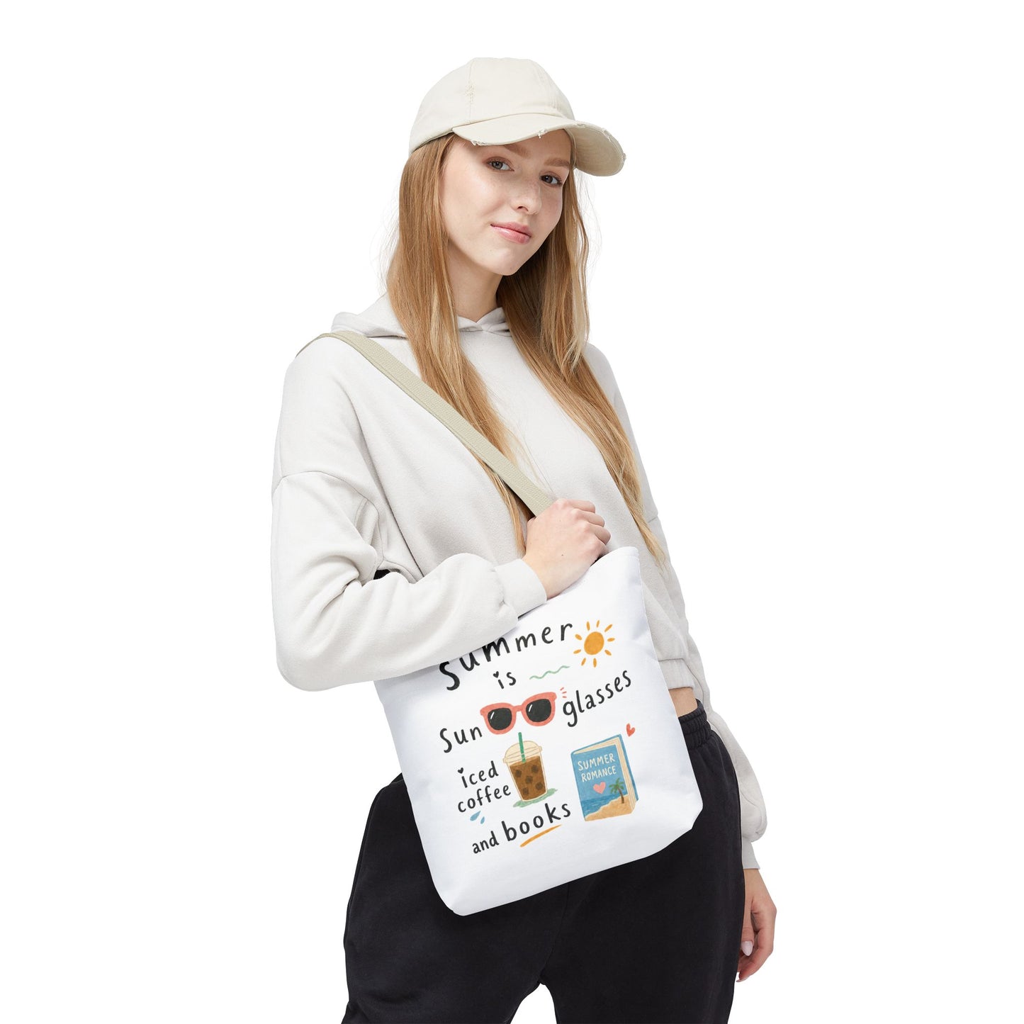 Summer Tote Bag — “Summer is Sunglasses, Iced Coffee and Books” Beach Book Bag