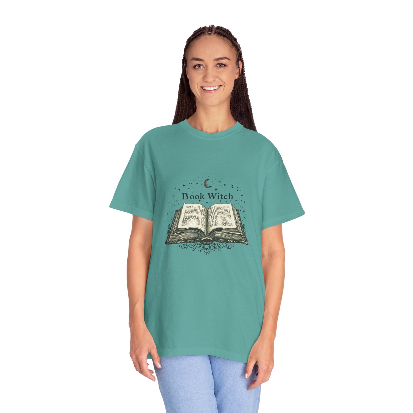 "Book Witch" T-Shirt — Vintage Open Spellbook Design for Readers & Witches