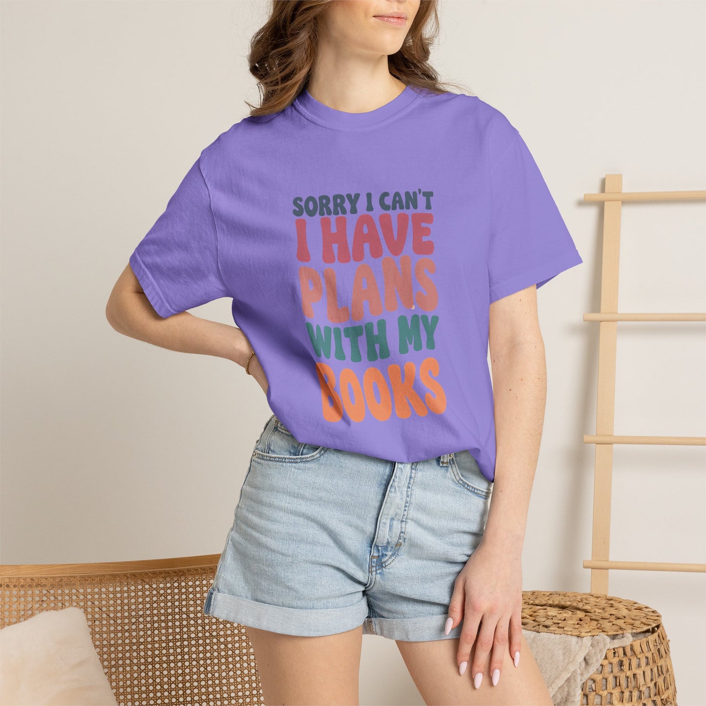Book Lover T-Shirt — "Sorry I Can't, I Have Plans With My Books" Graphic Tee