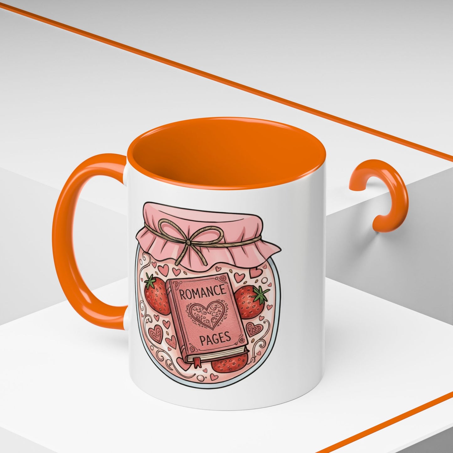 "Romance Pages" Jam Jar Coffee Mug — Cute Strawberry Jam Romance Readers Mug (11/15oz)
