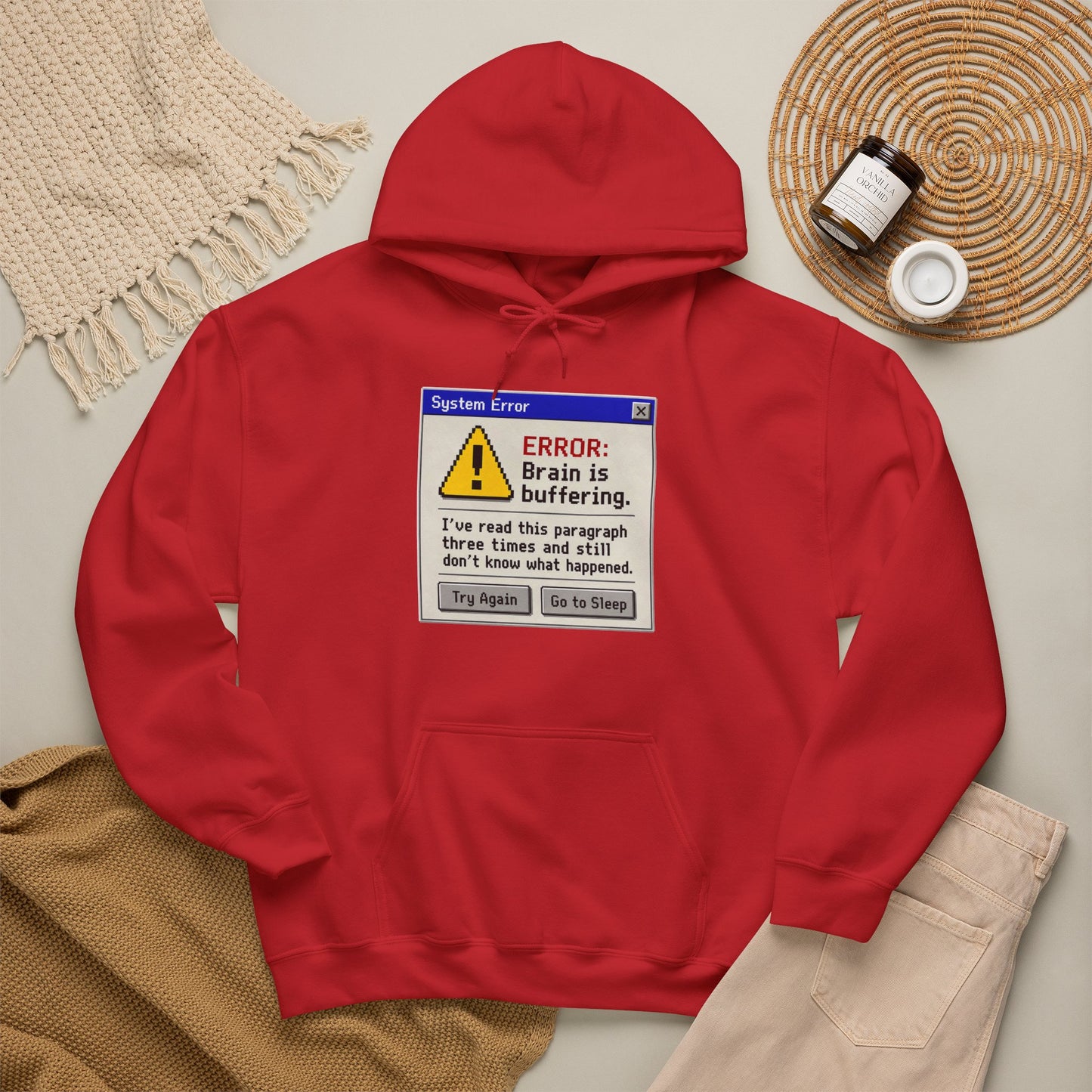 Neurospicy "ERROR: Brain is buffering" Retro Computer Alert Graphic Hoodie
