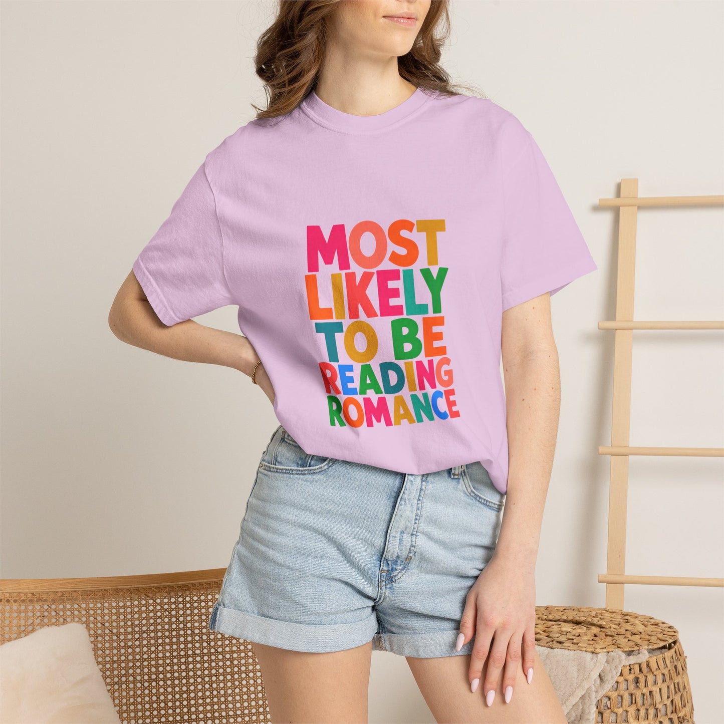 "Most Likely to Be Reading Romance" Colourful Book Lover Tee