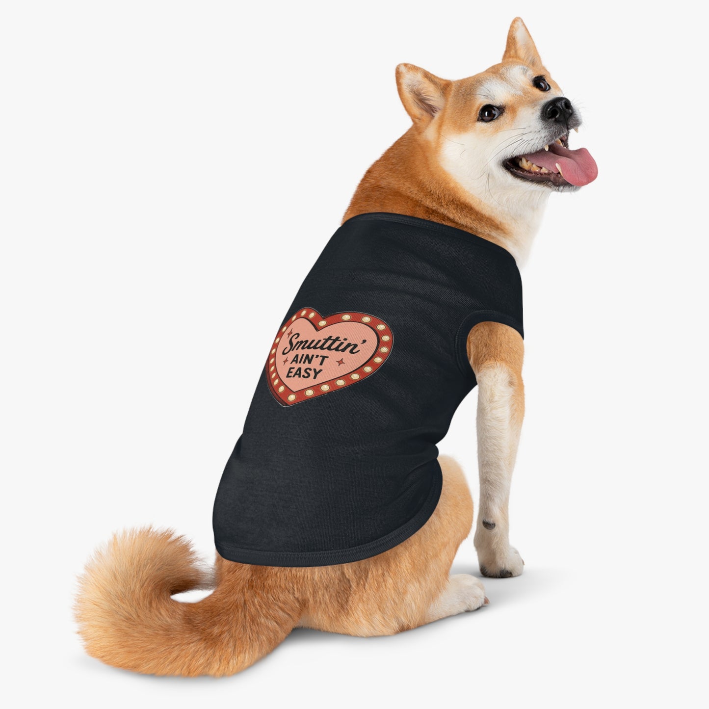 Pet Tank Top — “Smuttin' Ain’t Easy” Smut Readers Heart Marquee Dog Shirt