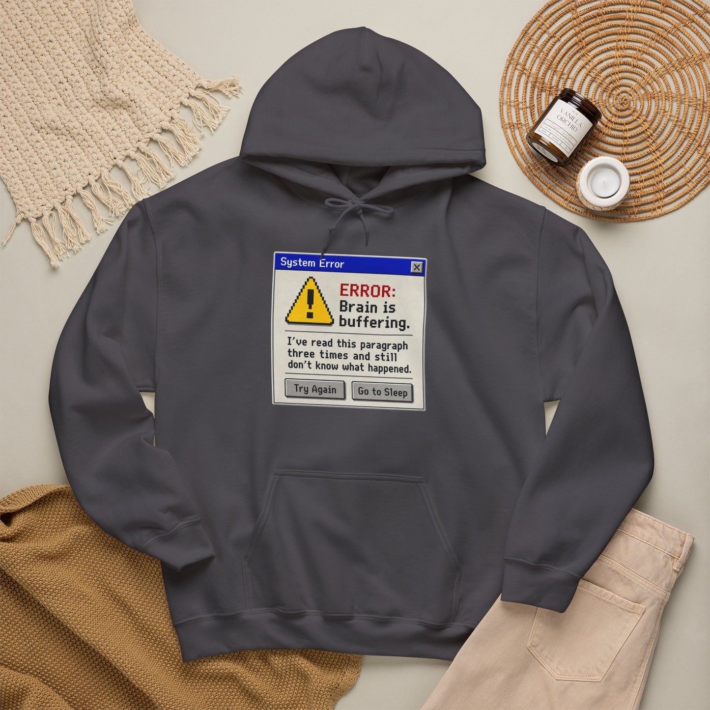 Neurospicy "ERROR: Brain is buffering" Retro Computer Alert Graphic Hoodie